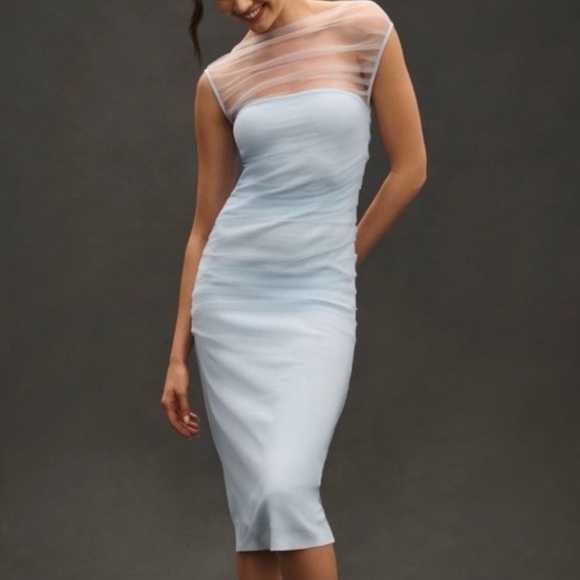 Anthropologie Dresses & Skirts - 🟠NWT EN ELLY by ANTHROPOLOGIE Mesh Slim Midi Dress in Light Blue XL
